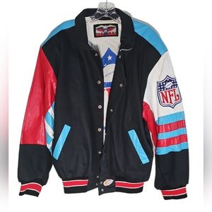 Vintage Jeff Hamilton NFL Leather and Cotton Jacket Size L